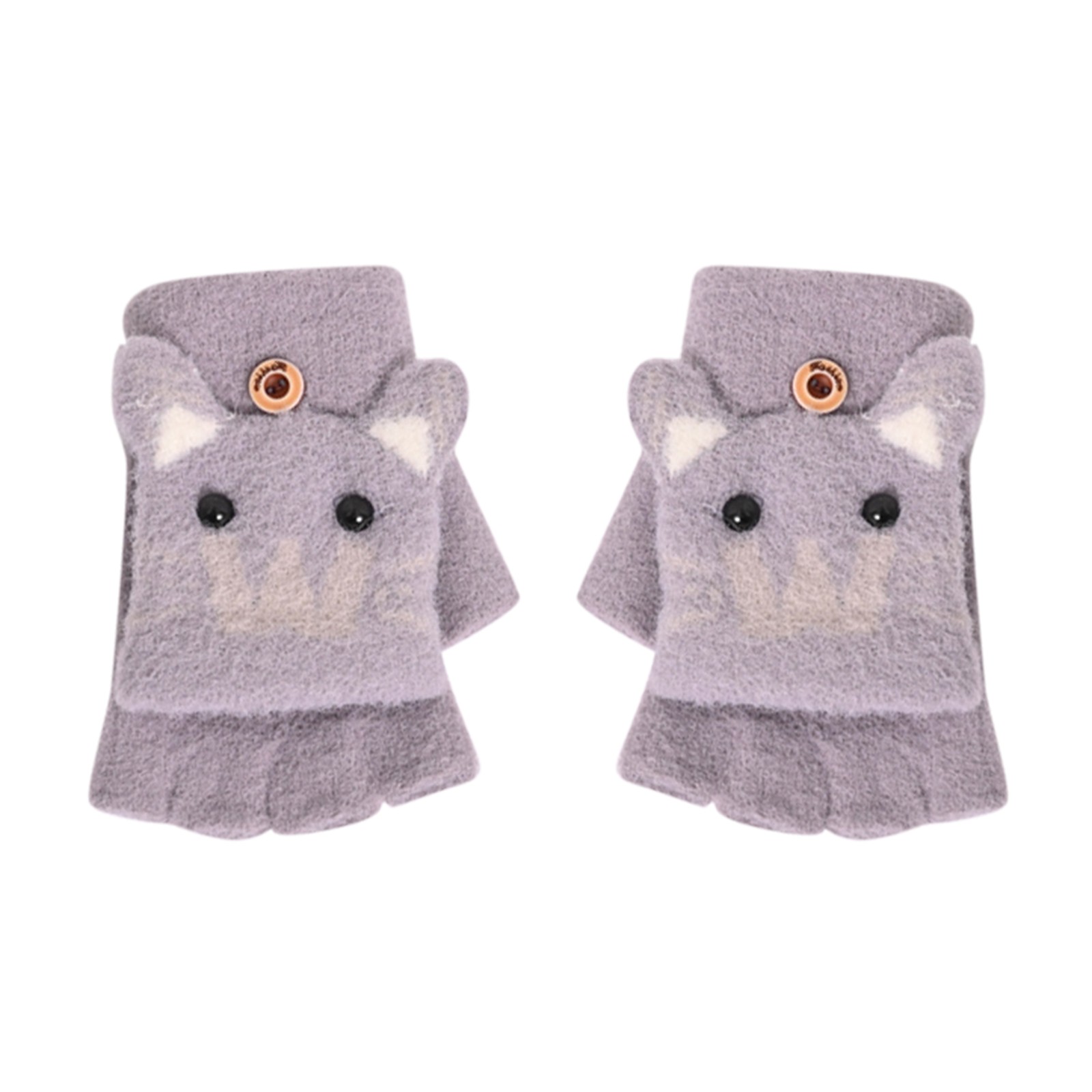 OJSFQUFP Running Accessories Grey Convertible Flip Top Gloves Winter Wool Cartoon Half Finger Gloves with Mitten Cover for Toddler Kids Girls Boys One Size